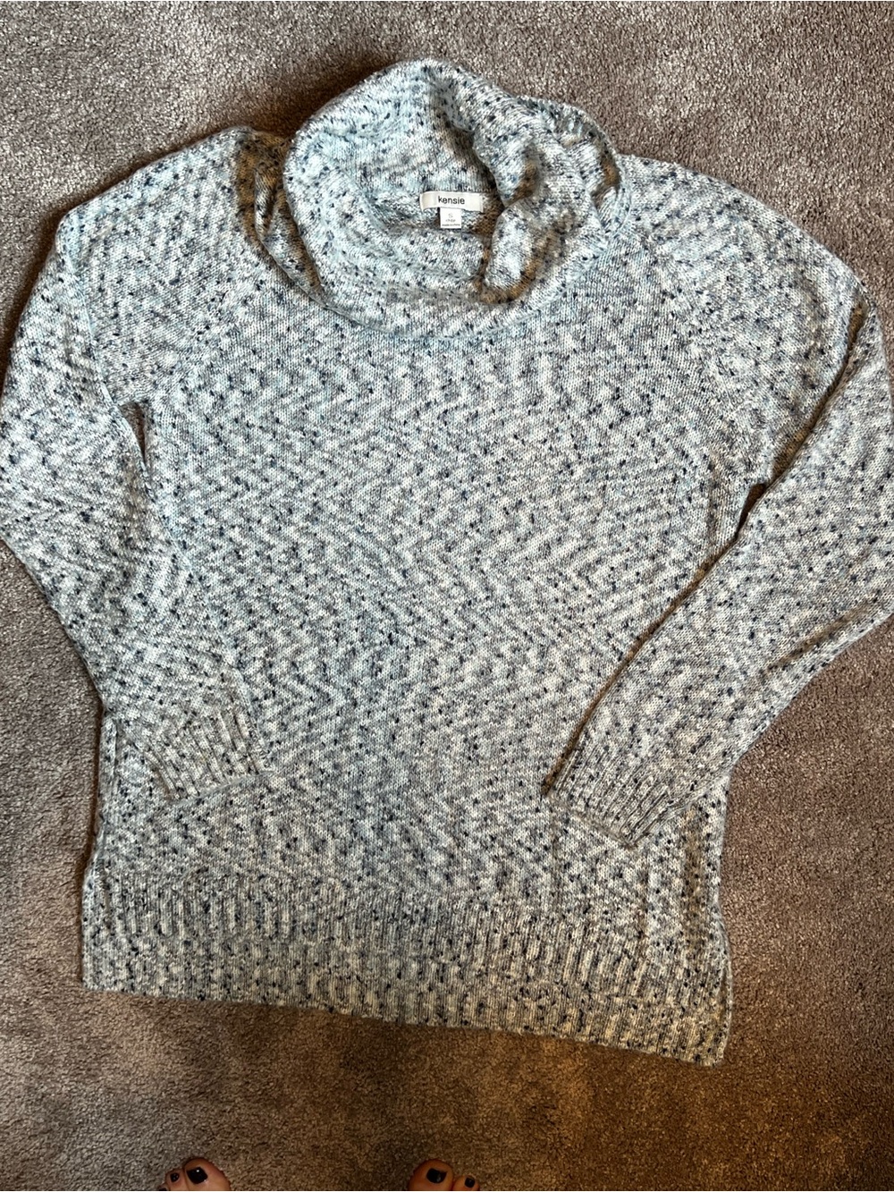 Kensie Speckled Gray Cowl Neck Sweater - Size Small